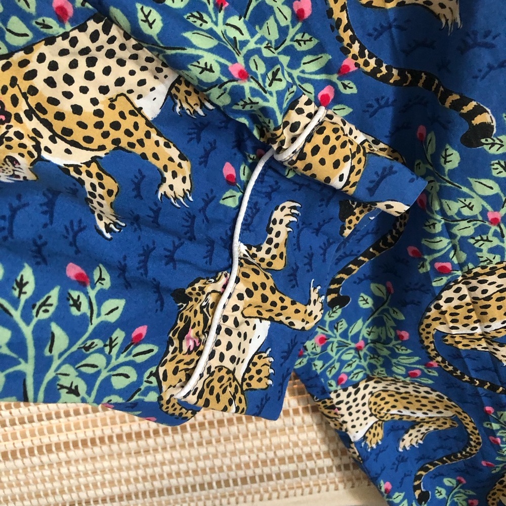 Printfresh Royal Blue Bagheera Leopard & Leaf Print Organic Cotton Pants - Picture 5 of 8